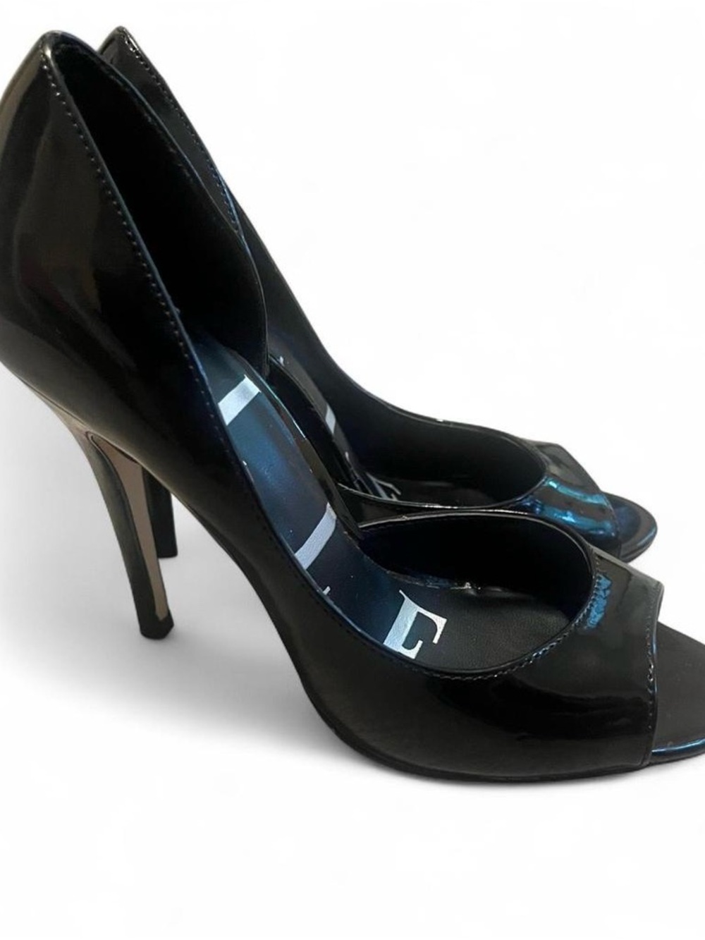 Elle‎ Black Patent Peep-Toe Stiletto Heels